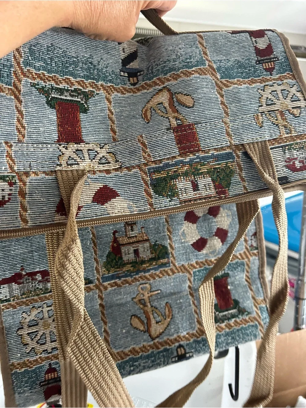 Nautical/lighthouses Tapestry Rolling Tote Bag